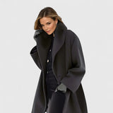 Abrigo Largo Oversized para Mujer con Cuello de Solapa y Botones