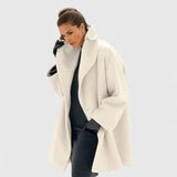 Abrigo Largo Oversized para Mujer con Cuello de Solapa y Botones
