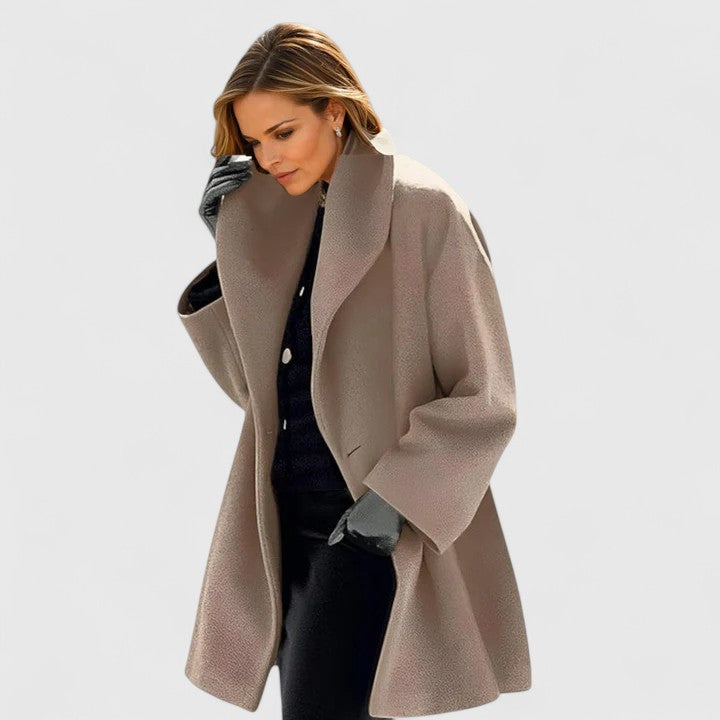 Abrigo Largo Oversized para Mujer con Cuello de Solapa y Botones