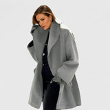 Abrigo Largo Oversized para Mujer con Cuello de Solapa y Botones